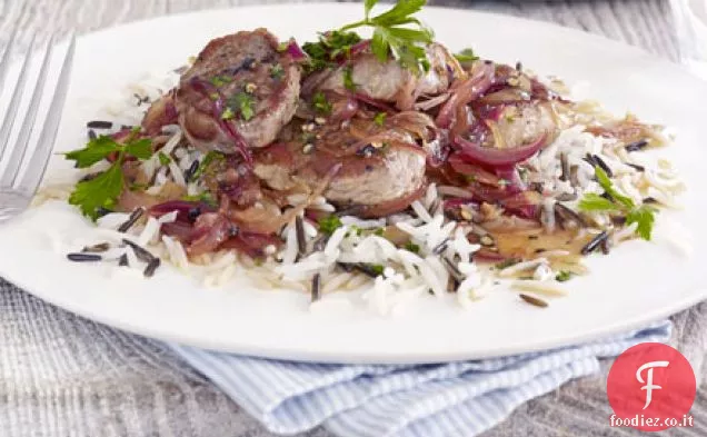 Maiale con salsa di cipolla agrodolce