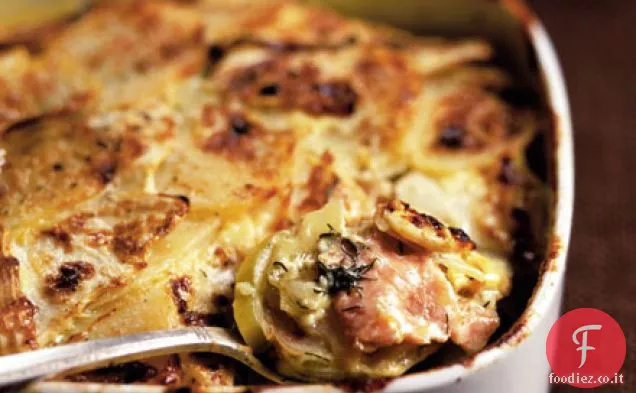Salmone affumicato e sedano rapa Dauphinoise