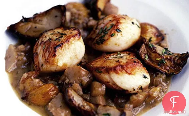Capesante con composta di cep e castagne