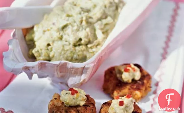 Tortini di granchio con Burro di Pistacchio-Avocado