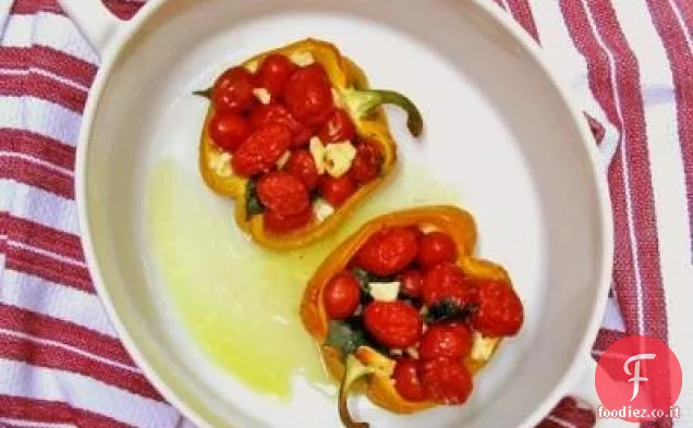 Peperoni ripieni con Pomodori, Basilico e Feta