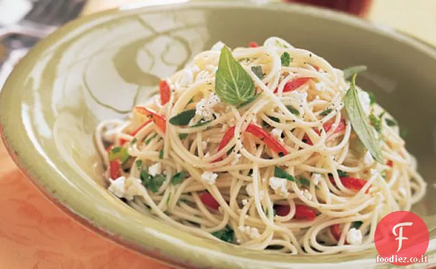 Pasta Mista alle erbe con Peperoni Rossi e Feta
