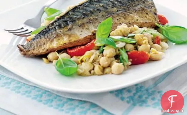 Ceci al basilico e limone con sgombro