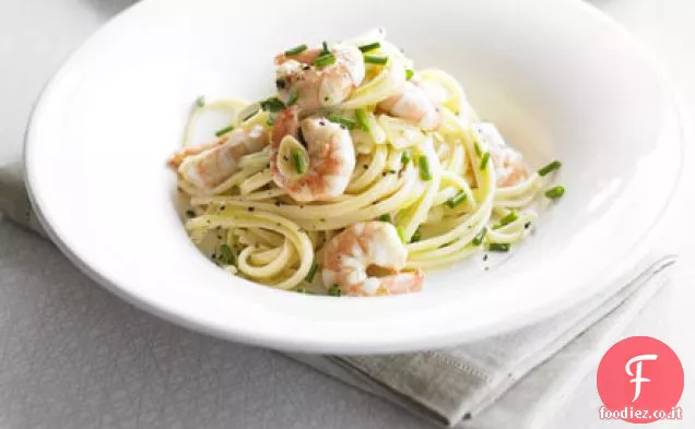 Linguine cremose con gamberi