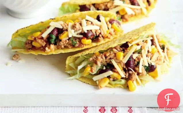 Tacchino peperoncino e tacos di riso