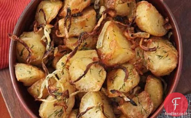 Patate croccanti con aneto e cipolle