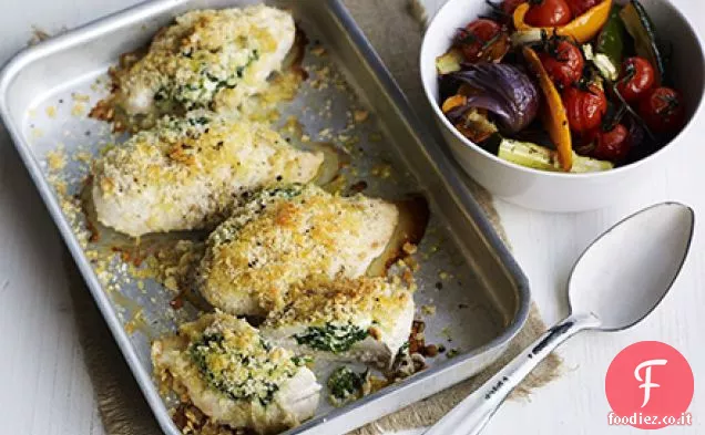 Spinaci, ricotta e traybake di pollo