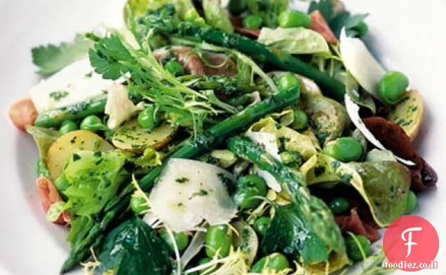 Insalata di primavera con condimento di crescione