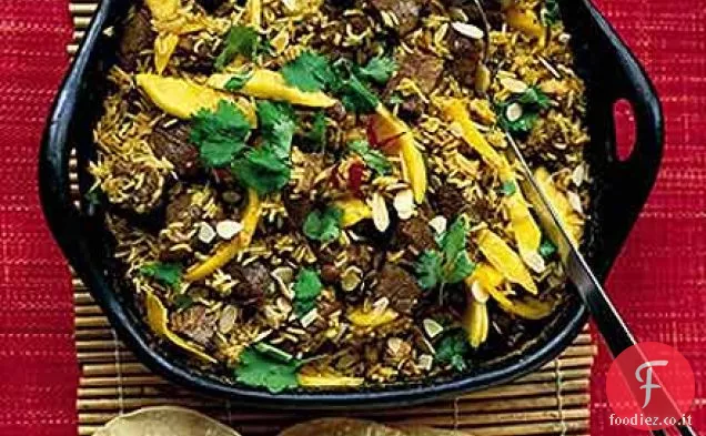 Pilau di agnello, cocco e mango