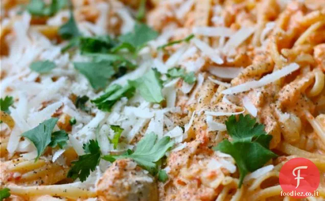 Pepe rosso arrosto e formaggio di capra Alfredo