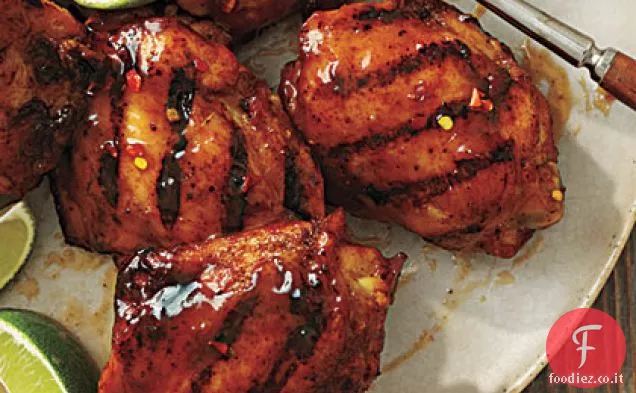 Cosce di pollo alla griglia glassate alla tequila