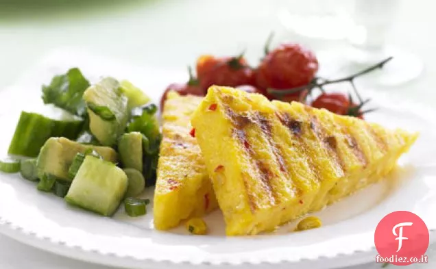 Polenta alla griglia con salsa di mais e verde