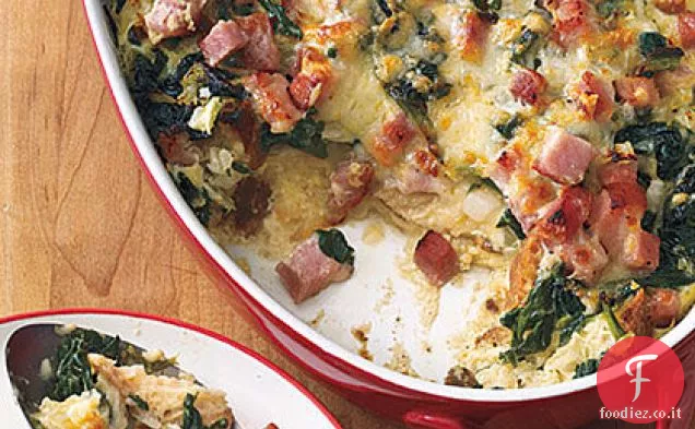 Strati di prosciutto, gruyère e spinaci