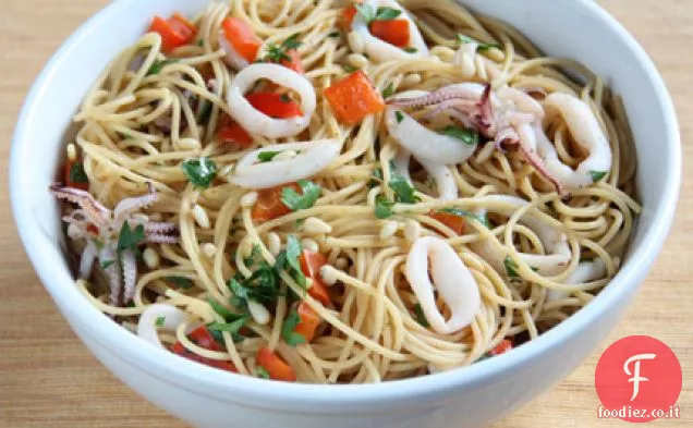 Spaghetti con Calamari, Peperone e Limone