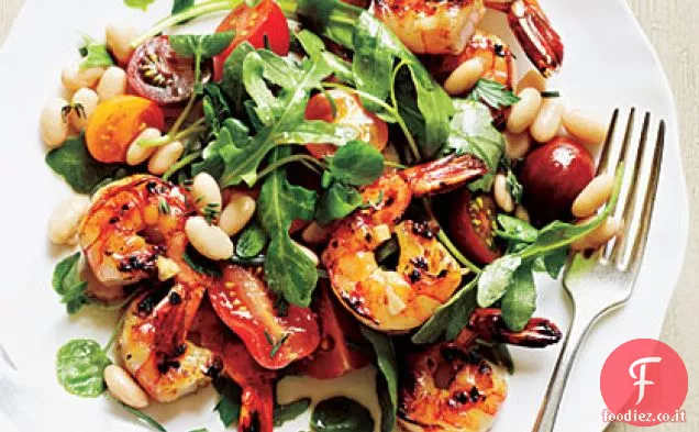 Insalata di gamberi alle erbe e fagioli bianchi