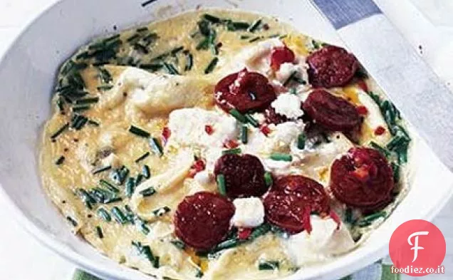 Frittata di formaggio di capra e chorizo