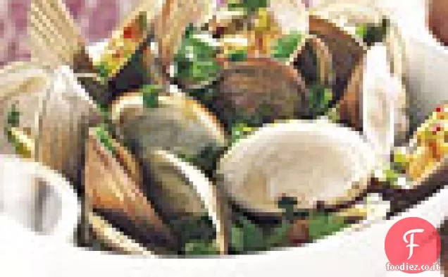 Vongole al vapore con Coriandolo e Peperoncino