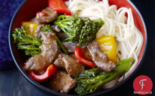 Manzo al peperoncino con broccoli e salsa di ostriche