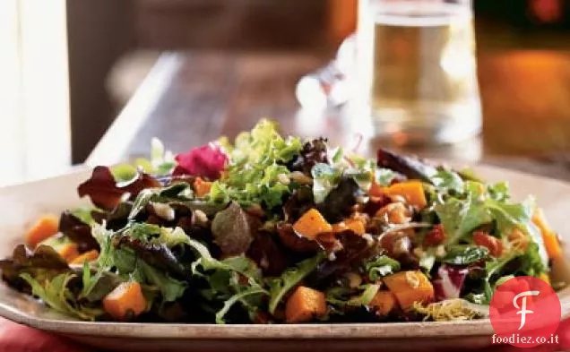 Insalata di zucca arrosto con pancetta e semi di zucca