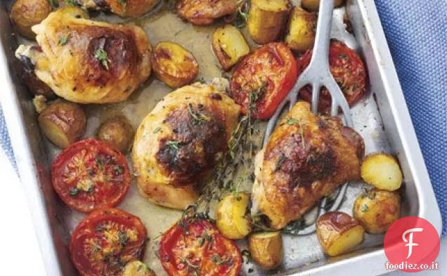 Pollo formaggio cuocere con patate novelle