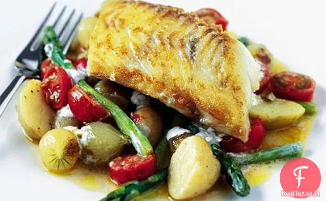 Eglefino saltato con verdure estive