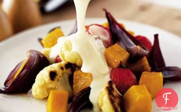 Verdure invernali arrosto con salsa di fonduta