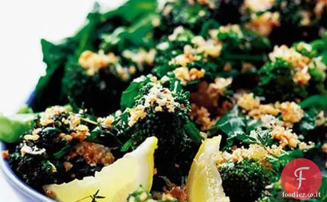 Broccoli viola con parmigiano e briciole di erbe
