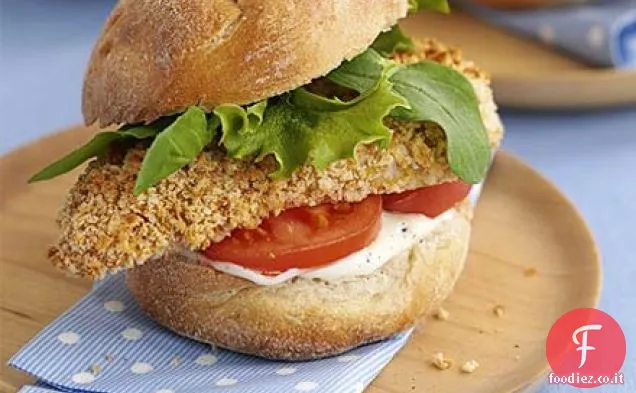 Hamburger di pollo croccante con maionese al limone