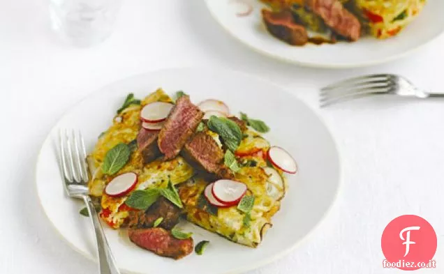 Hoisin manzo con croccante torta di noodle