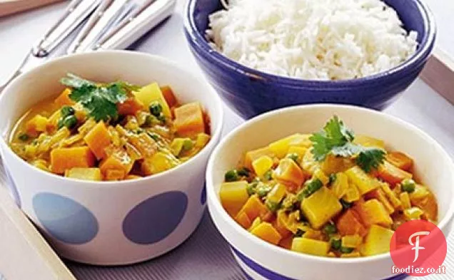 Curry di patate dolci e piselli
