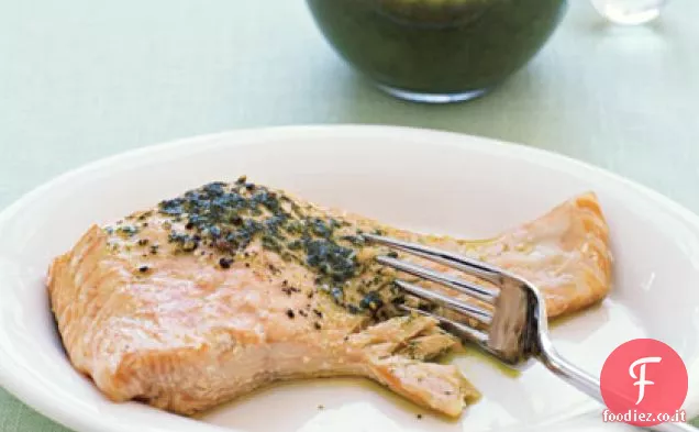Salmone con Olio di Basilico