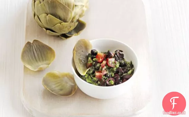 Carciofi e salsa di olive alle erbe