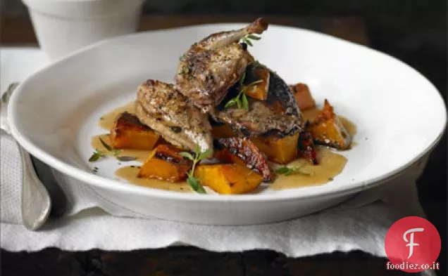 Pernice al miele e pepe nero con zucca arrosto
