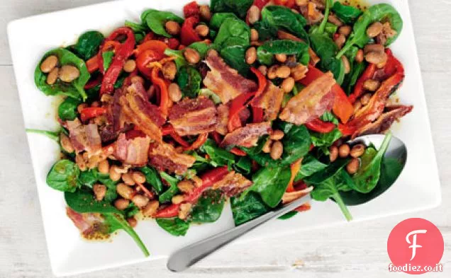 Insalata di spinaci, pancetta e fagioli bianchi
