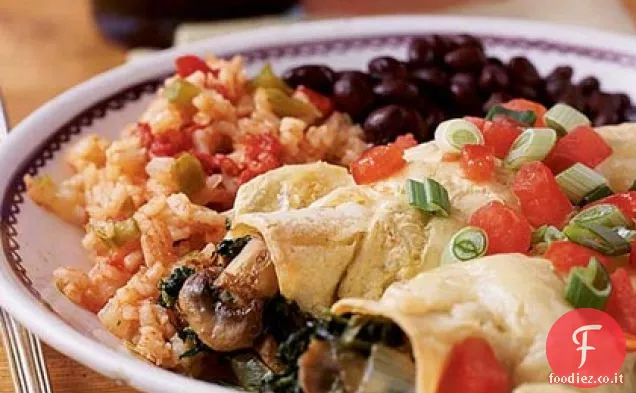 Crema di spinaci e funghi Enchiladas