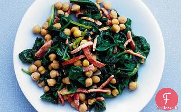 Ceci caldi con spinaci e pancetta