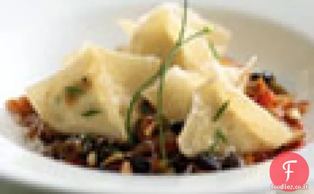 Ravioli al Formaggio di Capra con Peperoni e Burro marrone