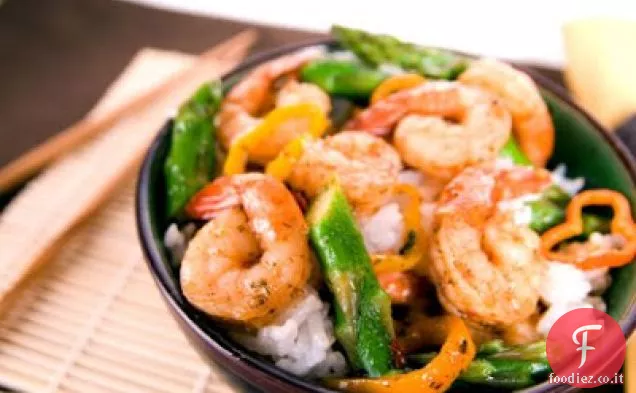 Peperoncino Gamberi e asparagi Soffriggere