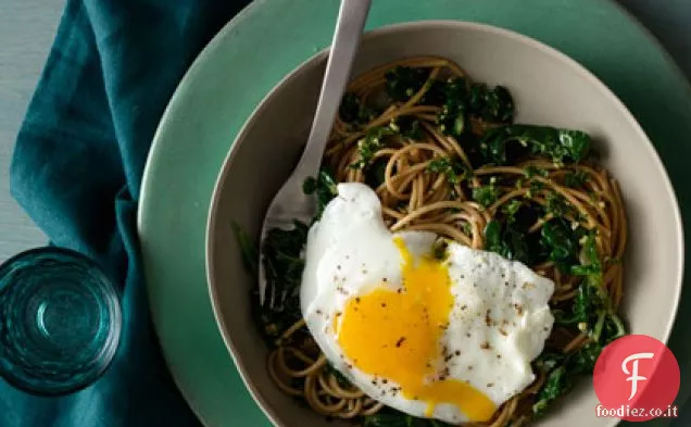 Spaghetti con Verdure appassite e Pesto di noci e Prezzemolo