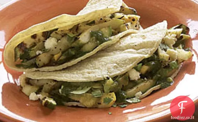 Tacos di verdure alla griglia con pesto di Coriandolo