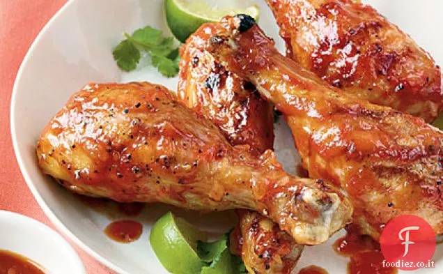 Bacchette alla griglia speziate al miele e lime