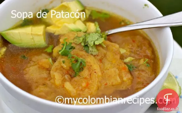 Sopa de Patacón (Zuppa di piantaggine verde fritta)