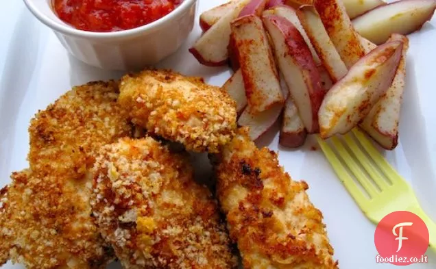 Croccanti strisce di pollo al forno