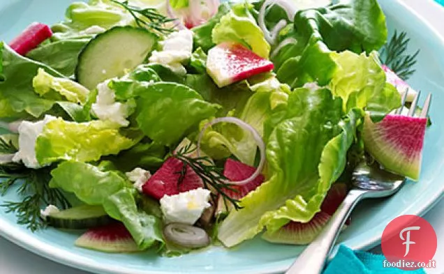 Insalata di anguria ravanello e formaggio di capra