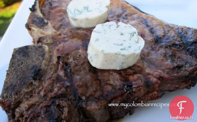 Bistecca alla griglia con Coriandolo, scalogno e burro di cumino