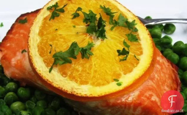 Salmone al forno al miele d'arancio