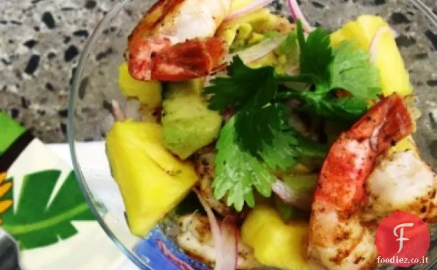 Cocktail di gamberetti, ananas e Avocado (Cocktail de Camarones con Piña y Aguacate)