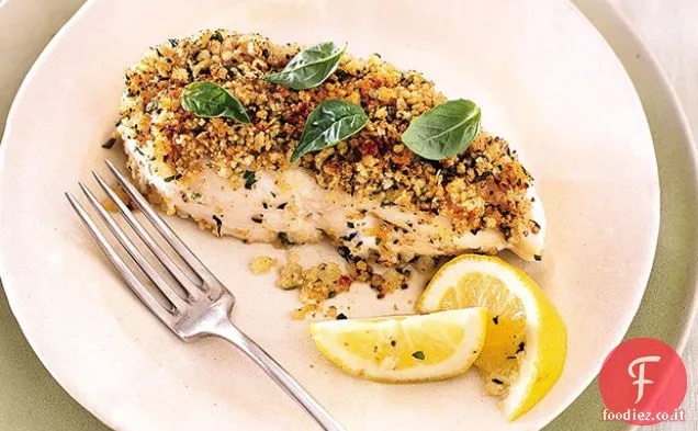 Halibut arrosto con crosta di noci