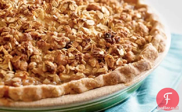 Gingery Mirtillo-pera torta con farina d'avena Streusel