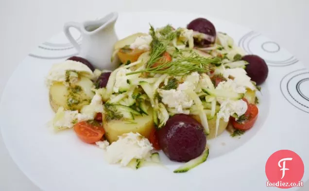 5: 2 Dieta - Insalata di patate e barbabietole con mozzarella = 300 calorie